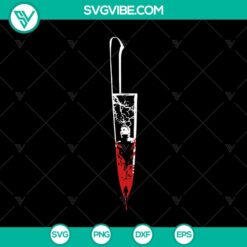 Michael Myers and bloody knife SVG design, perfect for Halloween projects.
