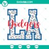 Leopard and cheetah print LA Dodgers SVG designs, Los Angeles Dodgers logo, trendy animal print baseball SVGs.