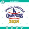 Los Angeles Dodgers 2024 World Series Champions baseball SVG design with city skyline, player silhouettes, and championship text.