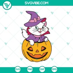 Marie the cat inside a pumpkin SVG, cute Halloween design for crafting projects.