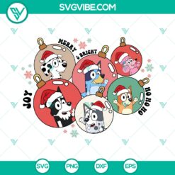 Merry Bright Bluey Christmas SVG | Cute Bluey Family Cut Files