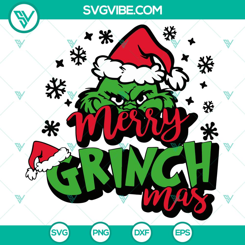 Merry Grinch Mas SVG DXF EPS PNG Files Merry Grinch Mas digital files for Christmas crafts - SVG, DXF, EPS, and PNG formats. Festive holiday design for craft projects.