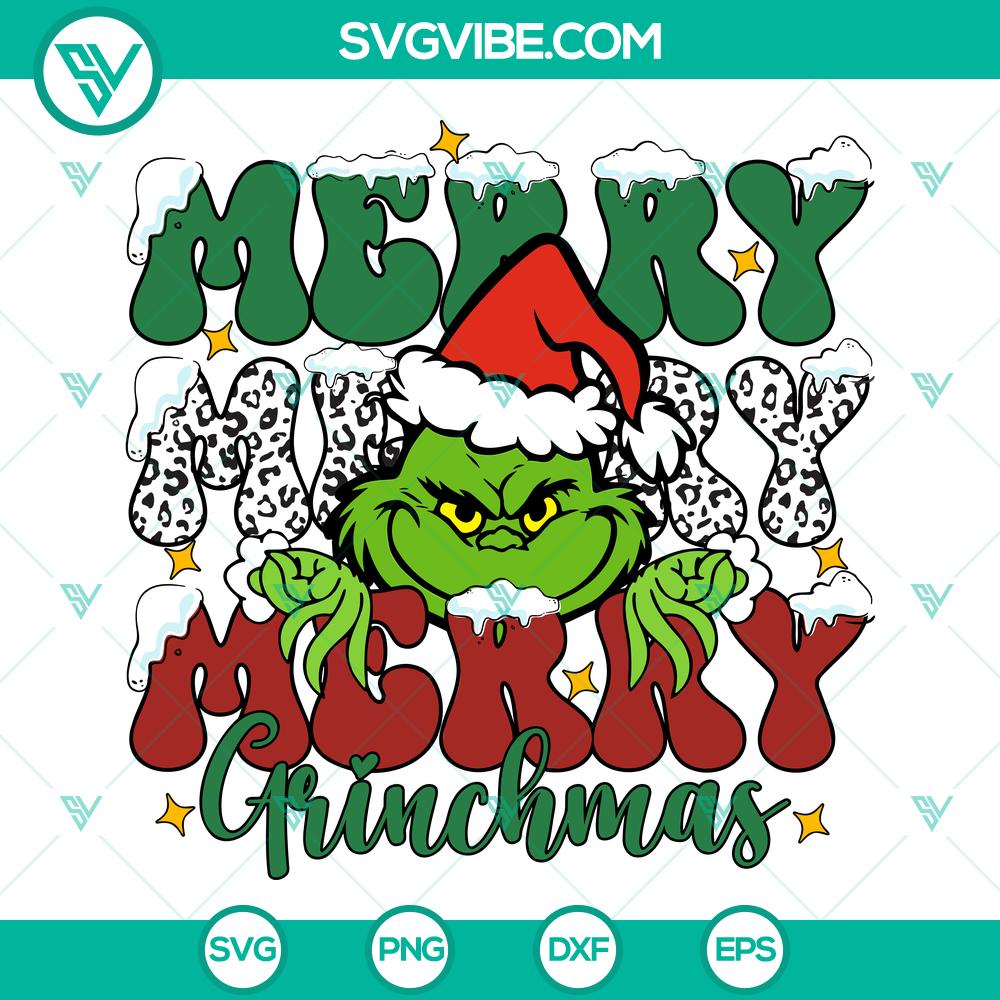Merry Merry Grinchmas SVG | Funny Grinch Holiday Cut Files Funny Grinch Christmas SVG with "Merry Merry Grinchmas" text - Perfect for holiday projects and crafts.