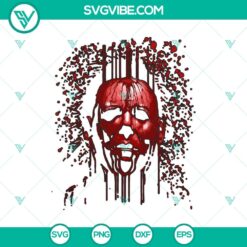 Dark Michael Myers silhouette with blood splatter and Halloween text, in a spooky SVG design. Perfect for Halloween-themed projects.