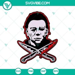 Michael Myers double knife silhouette SVG for Halloween film horror theme, Michael Myers design.