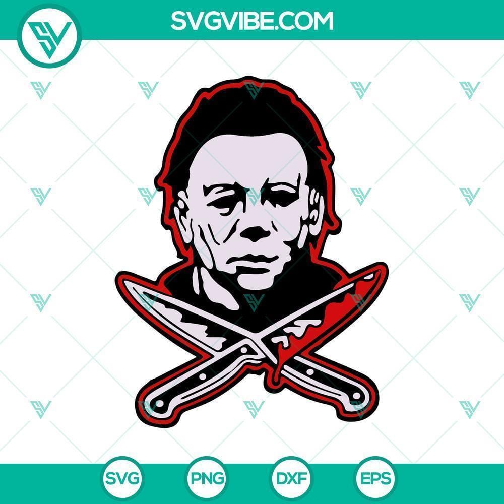 Michael Myers Double Knife SVG, Halloween Film Horror SVG, Michael Myers SVG Michael Myers double knife silhouette SVG for Halloween film horror theme, Michael Myers design.