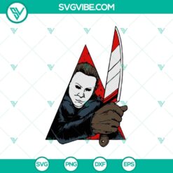Michael Myers in Triangle SVG design with Halloween theme, perfect for spooky Oct 31 crafts and decor.