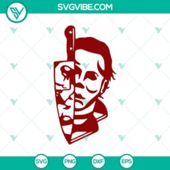 Michael Myers Killer Knife SVG featuring horror characters and Halloween elements for spooky designs and crafts.