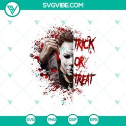 Michael Myers Killer Trick or Treat Halloween SVG design for spooky decorations and costumes.