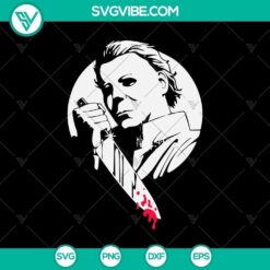 Michael Myers Knife Blood Killer SVG, Halloween Film Horror design with Michael Myers, ideal for horror-themed projects.