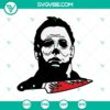 Michael Myers knife dripping blood SVG design, perfect for horror movie fans and Halloween decoration projects.