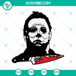 Michael Myers knife dripping blood SVG design, perfect for horror movie fans and Halloween decoration projects.