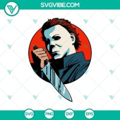 Michael Myers Knife Killer SVG design, Halloween film horror theme, Michael Myers character.