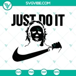 Michael Myers Nike Just Do It SVG featuring horror characters for Halloween, ideal for spooky-themed crafts and projects.