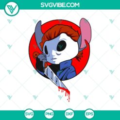 Michael Myers and Stitch crossover SVG design for Halloween with a horror twist, perfect for crafting projects.