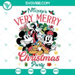 Mickey's Very Merry Christmas Party 2024 SVG design featuring festive Disney characters, perfect for holiday crafting projects.
