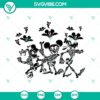 Disney Halloween SVG featuring Mickey, Donald Duck, and Goofy skeletons in a spooky design. Great for festive crafting projects.
