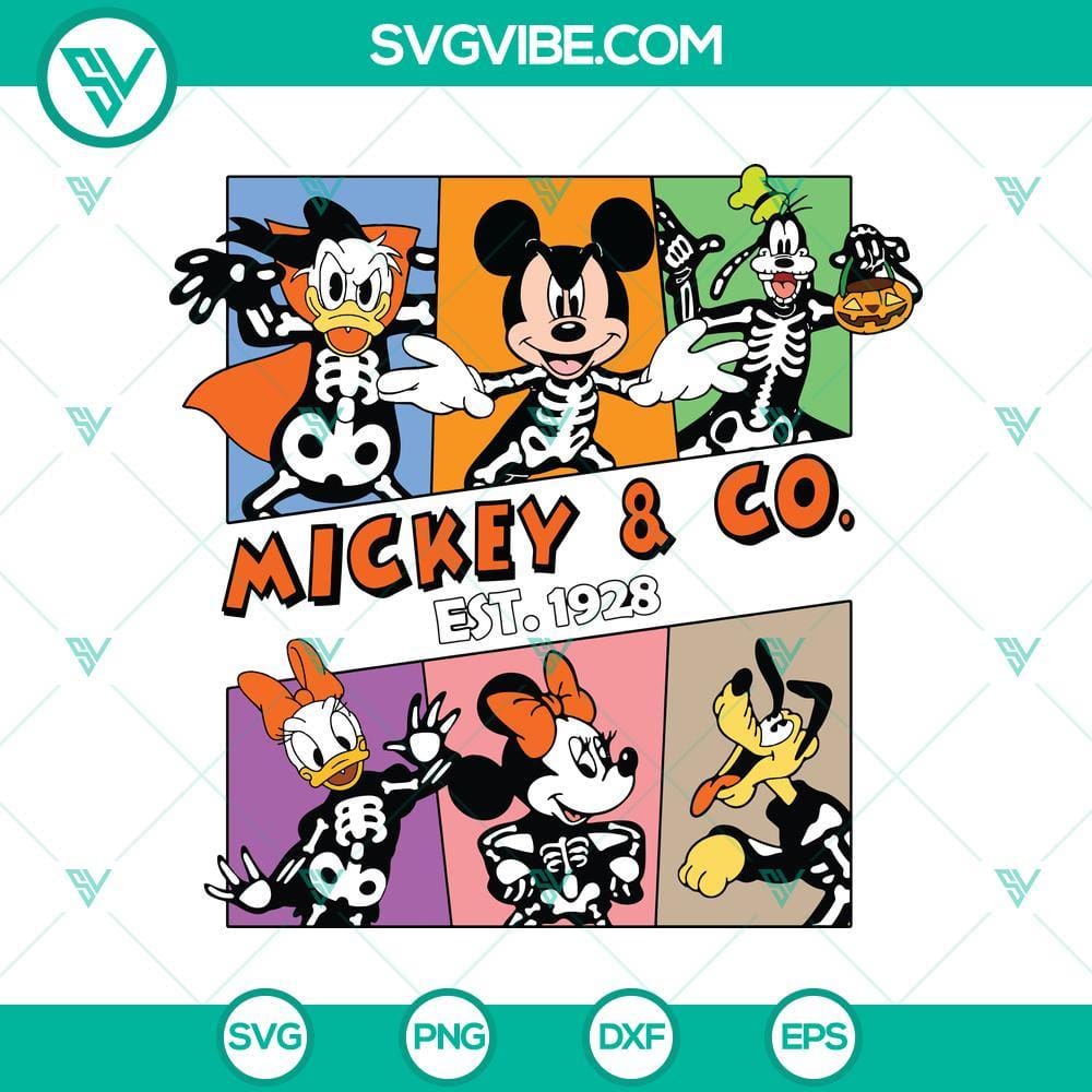 Mickey And Friends Skeleton Halloween SVG Halloween Mickey and Friends Skeleton SVG design for Cricut & Silhouette with spooky Halloween theme. Great for Halloween crafting.