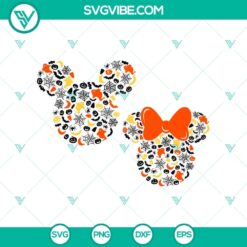 Mickey and Minnie Head Halloween theme SVG featuring Disney characters in a Happy Halloween design, ideal for festive projects.