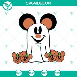 Mickey Boo SVG with Disney Spooky and Happy Halloween theme for crafts and decorations.