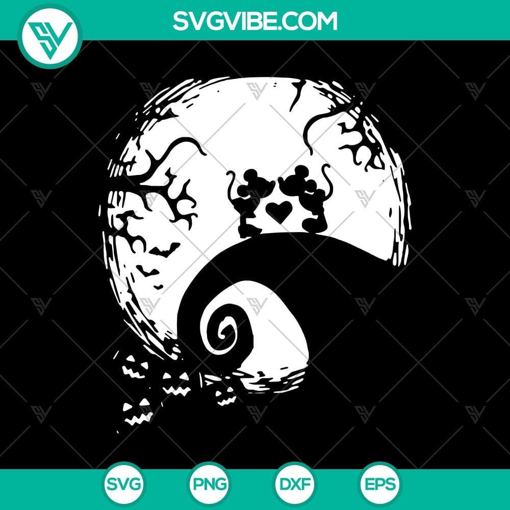 mickey-halloween-svg-mickey-and-minnie-svg-halloween-svg.jpg Mickey and Minnie Halloween SVG design with festive Halloween elements perfect for a spooky project.