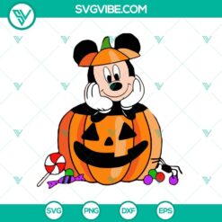 Halloween-themed Mickey Mouse in pumpkin SVG design for horror fans, Happy Halloween.