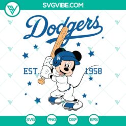 Mickey Mouse Dodgers 1958 Baseball SVG | Vintage MLB Disney Cut Files
