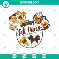 Mickey Mouse Head Fall Vibes SVG DXF EPS PNG Cut Files for Halloween Cricut & Silhouette Designs.