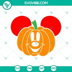 Mickey Mouse Pumpkin Halloween SVG design for crafting, featuring Mickey Mouse head shape with pumpkin cutout, perfect for Halloween decor.
