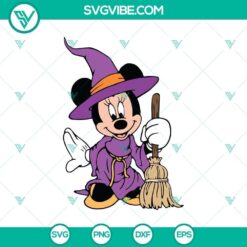 Disney Halloween SVG featuring Mickey and Minnie Mouse dressed up as witches, perfect for spooky crafts and decorations.
