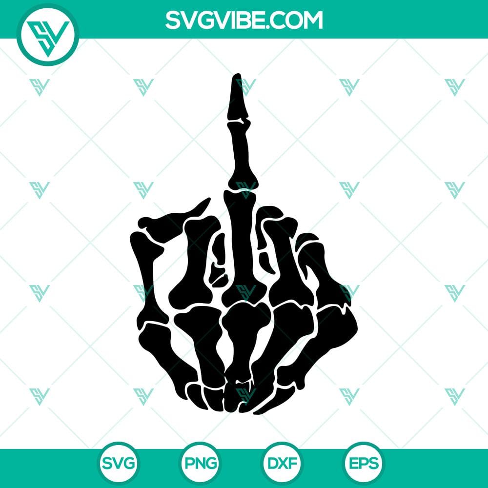 Middle Finger Skeleton SVG, Halloween SVG, Horror SVG Middle Finger Skeleton SVG with Halloween and Horror theme, perfect for spooky season designs.