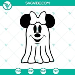 Minnie Boo SVG with Halloween theme, featuring Minnie Mouse silhouette, perfect for spooky holiday crafts and decorations.