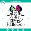 Happy Halloween themed Minnie Mouse SVG with spooky Disney design for crafting projects.