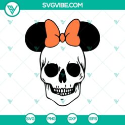 Minnie Mouse Skull SVG with Halloween theme, featuring Disney's Minnie Mouse in a spooky and cute design. Perfect for Halloween crafts.