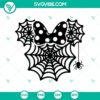 Minnie Mouse spiderweb Halloween SVG cut files for Cricut and Silhouette with EPS and PNG formats, suitable for Halloween designs.