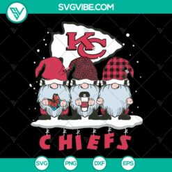 Kansas City Chiefs gnomes NFL team SVG design perfect for sports and Super Bowl enthusiasts.