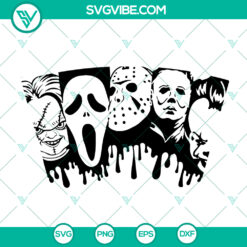 Halloween-themed horror movie full wrap Starbucks cold cup SVG design for instant download. Ideal for spooky season sips!