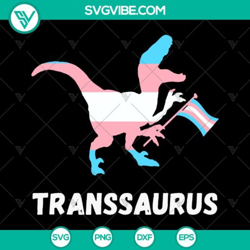 Trans Dinosaurs LGBT Pride T-Rex SVG Cut Files with rainbow color scheme. Perfect for LGBTQ+ pride projects.