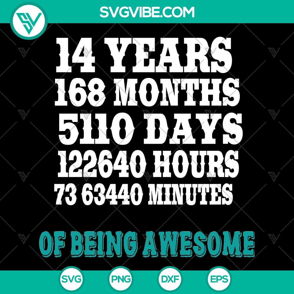 mockup-128505217.jpg 14th birthday SVG design with a birthday countdown theme for 14 years old gift. Includes SVG, DXF, and PNG formats for instant download.