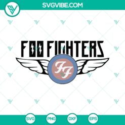 Foo Fighters logo SVG featuring Dave Grohl with wings, rock band clipart perfect for craft projects.