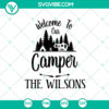 Family camping SVG design for digital download - "Welcome to Our Camper" theme by Wilsons. Perfect gift for camping enthusiasts.