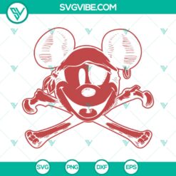 Mickey Mouse pirate skull and crossbones SVG cut files for instant download, ideal for crafting projects.