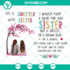 "Veteran SVG design with 'Life Is Sweeter With A Sister' custom name PNG sublimation print for customization"