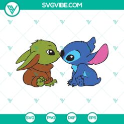 Stitch and Baby Yoda SVG Bundle - Ideal for Disney fans. Adorable design for Yoda lovers. Best for custom shirts. Download now.
