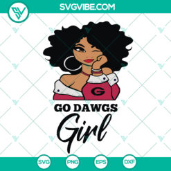 Georgia Bulldogs Black Girl NFL Football Svg - Instant Download, featuring a stylish and sporty design ideal for football fans.