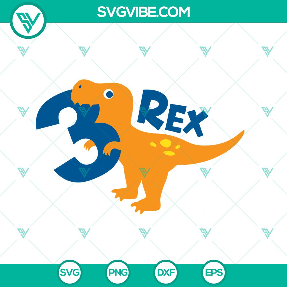 Three Rex SVG – 3rd Birthday T-Rex Dinosaur Boy Birthday Shirt Cut Files 3rd birthday T-Rex dinosaur SVG cut files for boy's birthday shirt design.