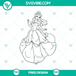 Princess Belle SVG cut file with a beautiful fairytale design, free to download. Ideal for crafts and Disney themed projects.