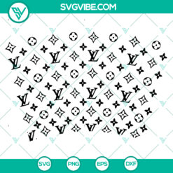 Louis Vuitton Starbucks wrap SVG design featuring LV monogram pattern on a coffee cup, trend in fashion and coffee lovers.