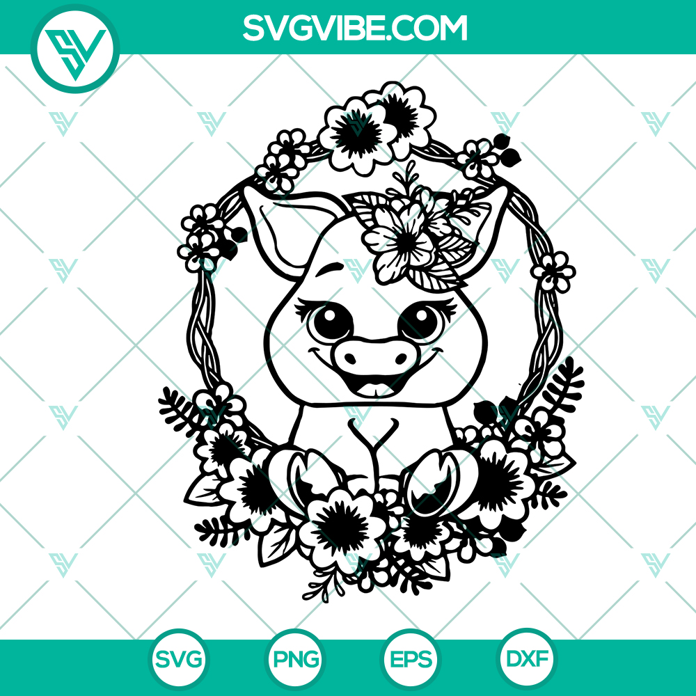mockup-214757299.jpg Adorable floral pig SVG with baby pig clipart and cutfile. Perfect for farm animal and floral design projects.