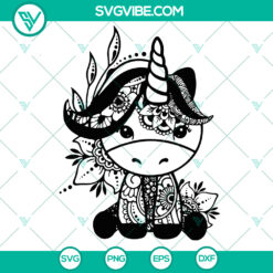 Cute unicorn mandala SVG with trending unicorn clipart and zentangle designs for crafts and projects.